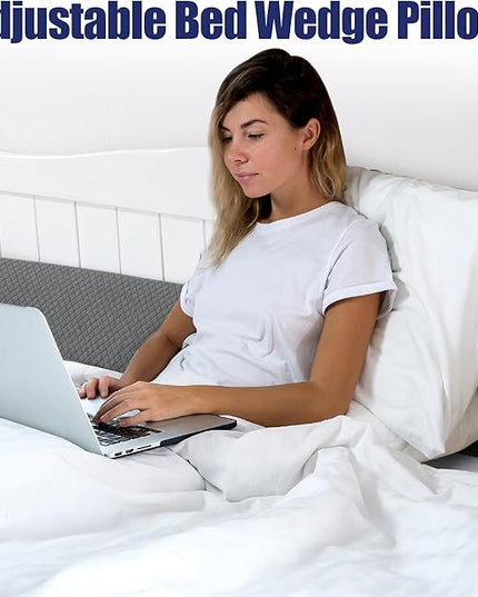 HOMBYS Wedge Pillow Headboard for Bed Gap,Foldable Bed Wedge Gap Filler Full Size,Matterss Gap Filler,Multi Functional Bed Crack Pillow, Fill The Gap (0-7") Between Your Headboard and Mattress,Grey - LeafyLoom