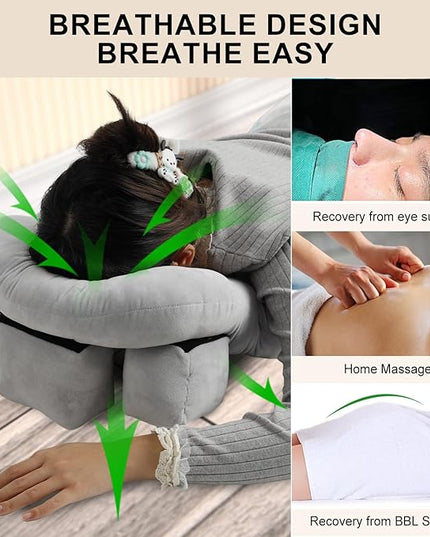 Breathe Easy Face Down Pillow, Height Adjustable Face Down Pillow for Sleeping, Face Down Pillow After Eye Surgery, Prone Pillow, Retinal Vitrectomy Recovery Equipment, Home Massage Pillow - LeafyLoom