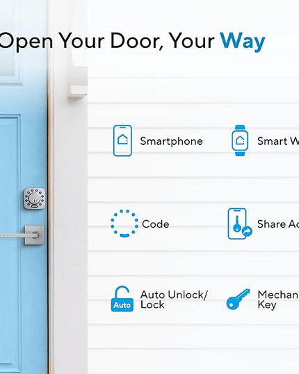 ULTRALOQ U-Bolt 5-in-1 Keyless Entry Backlit Keypad, App,Smart Door Lock, Bluetooth, Satin Nickel ULTRALOQ