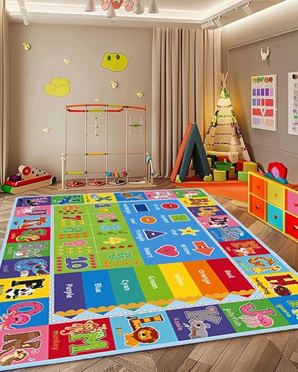 ABC Carpet,Kids Carpet for Playroom, Classroom Floor Play Mat for Kids,Preschool Rugs wtih ABC, Numbers, Animals, Extra Large Thick (59X39.4 Inch) - LeafyLoom