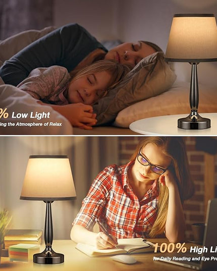Kakanuo Touch Table Lamp for Bedroom, Small Bedside Lamp with USB C Charging Port, 3 Way Dimmable Touch Control Nightstand Lamp for Living Room and Office, LED Bulb Included - LeafyLoom
