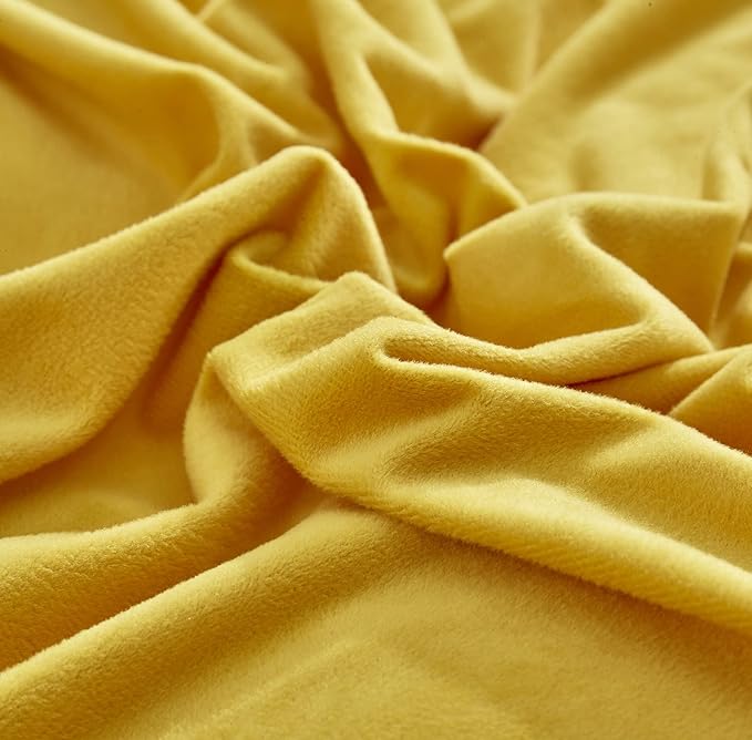 Wellboo Yellow Velvet Comforter Sets Twin Solid Mustard Yellow Fluffy Bedding Comforters Women Girls Plain Turmeric Yellow Sherpa Quilts Dark Yellow Soft Warm Winter Bed Blankets Luxlury Yellow Bed - LeafyLoom