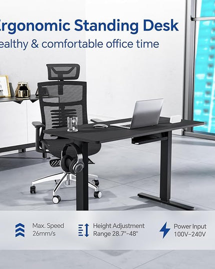 Motorized Standing Desks, Electric Stand Up Desk with Ultra Stable Construction and Cable Management,adjustable Height Desk with Memory Preset Design for Home Office Use 48x24 in Black - LeafyLoom