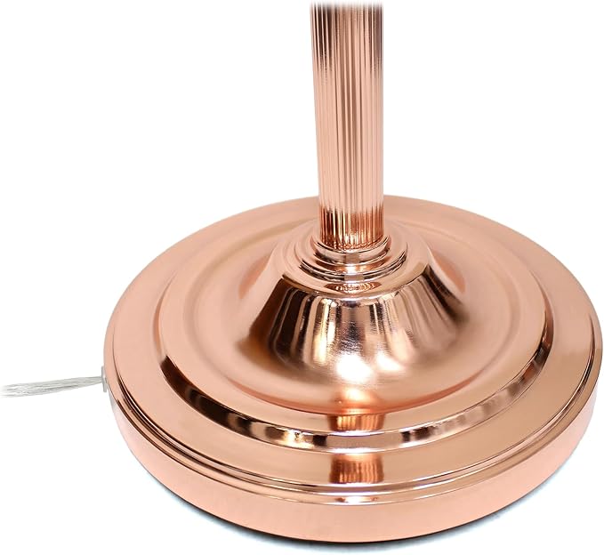 Elegant Designs LF2003-RGD 2 Light Mother Daughter White Marble Glass Floor Lamp, Rose Gold - LeafyLoom