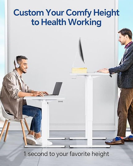 Motorized Standing Desks, Electric Stand Up Desk with Ultra Stable Construction and Cable Management,adjustable Height Desk with Memory Preset Design for Home Office Use 48x24 in White - LeafyLoom