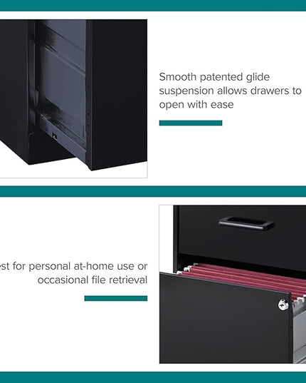 Lorell 14341 18 Deep 2-Drawer File Cabinet, Black - LeafyLoom