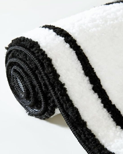 RoomTalks Boho Cute Rugs for Bathroom Kitchen Dorm Bedroom Aesthetic, 2x3 Small Area Rugs Throw Carpet, Black and White Funky Trendy Cool Bath Mat Non Slip Washable Cartoon Kids Bathroom Rugs Decor - LeafyLoom