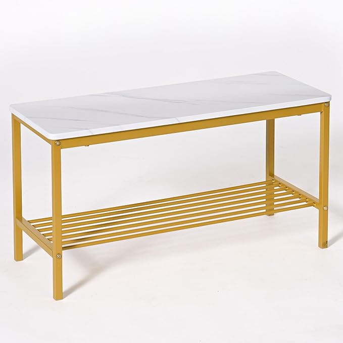 DlandHome Dining Table with 2 Chairs and 1 Bench Dining Room Sets Dining Table and Chairs Set,Rectangular Space-Saving Dinner Table with Two Benches for Kitchen,Golden - LeafyLoom