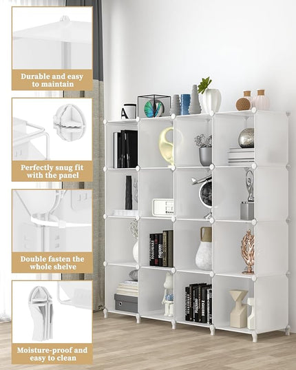 FUNLAX Cube Storage, 6 Storage Cubes Closet Organizers and Storage Portable Cube Storage Organizer Plastic Bookshelf Bookcase for Study Room, Bedroom, Office, White - LeafyLoom