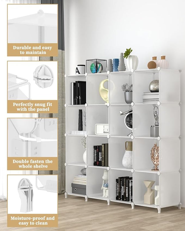 FUNLAX Cube Storage, 6 Storage Cubes Closet Organizers and Storage Portable Cube Storage Organizer Plastic Bookshelf Bookcase for Study Room, Bedroom, Office, White - LeafyLoom