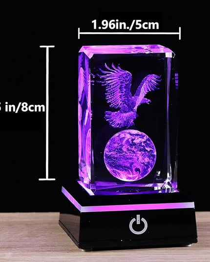 3D Crystals Eagle Gifts Decor Glass Figurine Eagle Stuff for Room Birthday for Best Friend Lovers Keepsake Paperweight - LeafyLoom