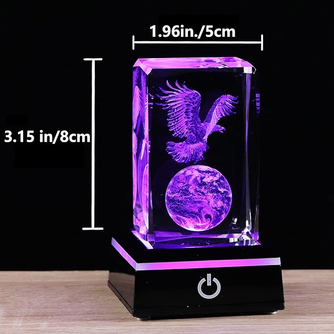 3D Crystals Eagle Gifts Decor Glass Figurine Eagle Stuff for Room Birthday for Best Friend Lovers Keepsake Paperweight - LeafyLoom