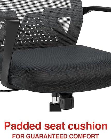 STAPLES Cartwright Office Computer Desk Chair, Ergonomic, Adjustable Tilt lock, Mesh Rolling Swivel Task Chair with Wheels, Lumbar Support, Black (ST62400) - LeafyLoom