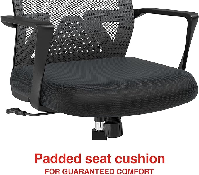 STAPLES Cartwright Office Computer Desk Chair, Ergonomic, Adjustable Tilt lock, Mesh Rolling Swivel Task Chair with Wheels, Lumbar Support, Black (ST62400) - LeafyLoom