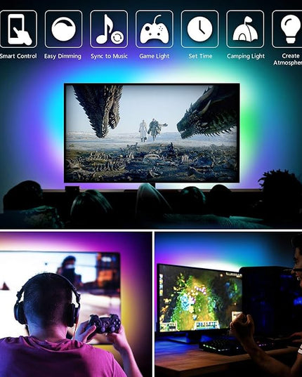 Nexillumi LED Lights for TV, 6.56ft TV LED Backlight for 24-31 Inch, RGB LED Strip Lights Behind TV, APP Remote Control Music Sync TV Led Lights for Bedroom Nexillumi