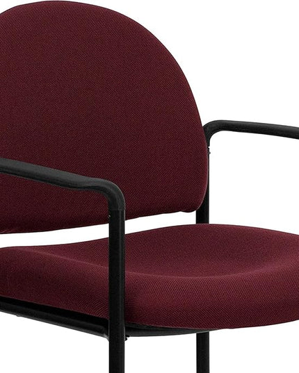 Flash Furniture Tiffany Comfort Burgundy Fabric Stackable Steel Side Reception Chair with Arms - LeafyLoom