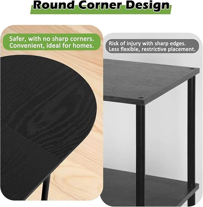 ETELI Black Coffee Tables for Living Room 2-Tier Small Oval Coffee Table Wood Accent Coffe Tables with Storage Shelf Modern Mesa De Centro Sala for Small Space, Home Office - LeafyLoom