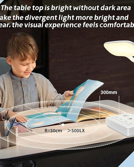 LED Desk Lamp with 2 USB Charging Port and 4 AC Power Outlet, Table Lamps 3 Lighting Modes, Eye-Caring Reading Lamp for Home Bedside Office - LeafyLoom