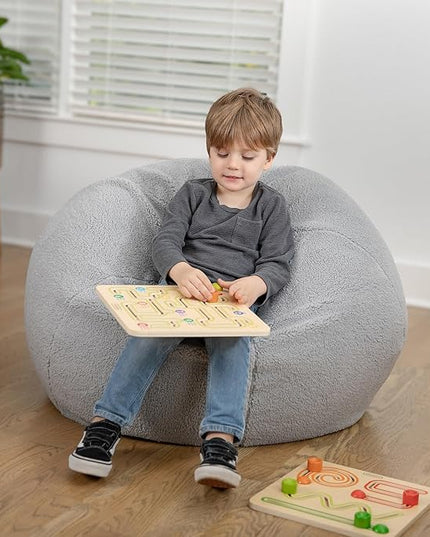 Flash Furniture Dillon Sherpa Bean Bag Chair, Classic Refillable Bean Bag Chair for Kids and Teens, Small, Gray - LeafyLoom