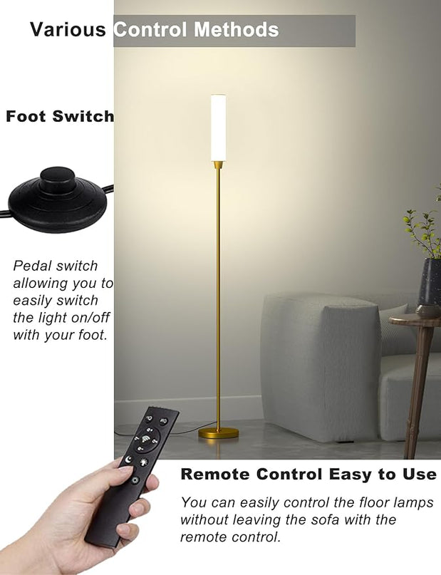 Floor Lamps for Living Room, Upgrade Moder Floor Lamp with Remote Control, Full Range Dimming Minimalist Standing Lamp Perfect for Living Room, Bedrooms and Office(Copper) - LeafyLoom