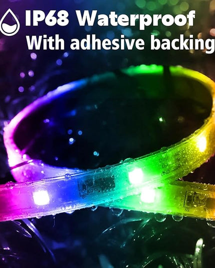 500ft Outdoor LED Strip Lights Waterproof,IP68 Outside Led Light Strips Waterproof with App and Remote,Music Sync RGB Exterior Led Rope Lights with Self Adhesive Back for Deck,Balcony,Pool LETIANPAI