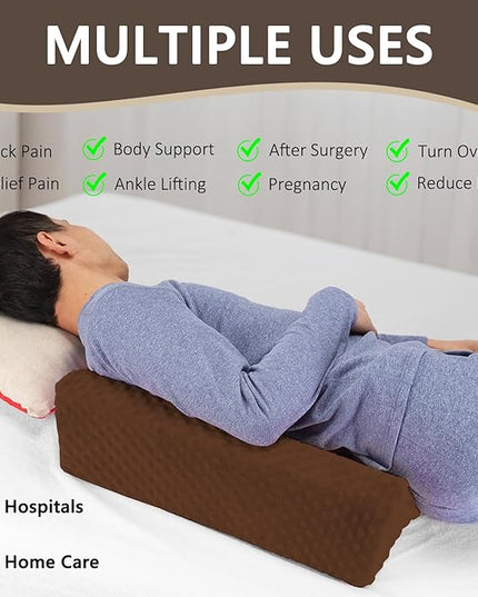 Wedge Pillow for Side Sleeping, Body Positioning Foam Wedge Pillow, Side Wedge Pillow for Sleeping Non-Slip Back Positioning Pillow for Bed Sore Wedge (Brown) - LeafyLoom