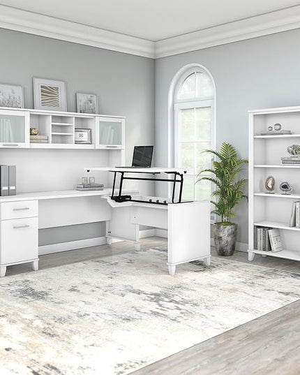 Bush Furniture Somerset 72W Office Desk with Drawers in White - LeafyLoom