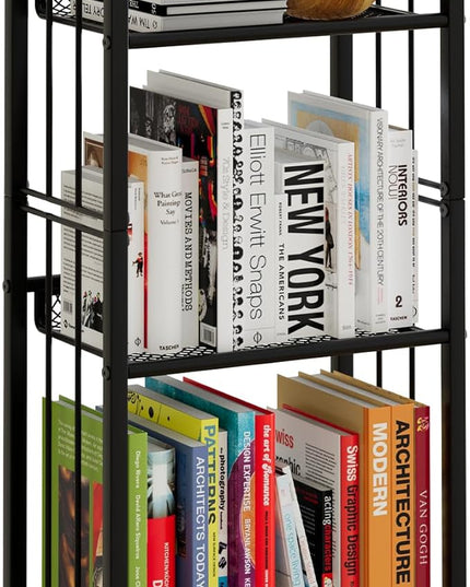 Bookshelf Storage Shelf Bookcase Freestanding Storage Stand for Living Room, Bedroom, Kitchen, Rust Resistance, Easy Assemblyl Free Combination Multi-Functional Organizer (3 Tiers, Black) - LeafyLoom