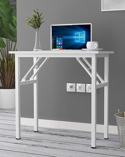 SogesGame 31.5 inches Small Desk Computer Desk for Small Space Small Folding Table Small Writing Desk Compact Desk Foldable Desk No Install Needed, White - LeafyLoom