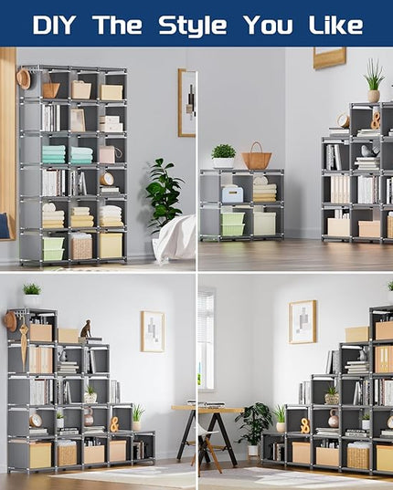 Mavivegue Book Shelf, 18 Cube Storage Organizer, DIY Bookcase, Metal Cube Bookshelf, Cubbies Closet Storage Organizer Shelves for Bedroom,Living Room,Home,Office - LeafyLoom