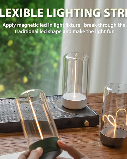 Mini Minimalist Table Lamp Cordless LED Desk Lamp Rechargeable Modern Night Lights Portable Nightstand Lamps Unique Ambient Light Mood Lighting for Bedroom, Beside, Nursery - LeafyLoom