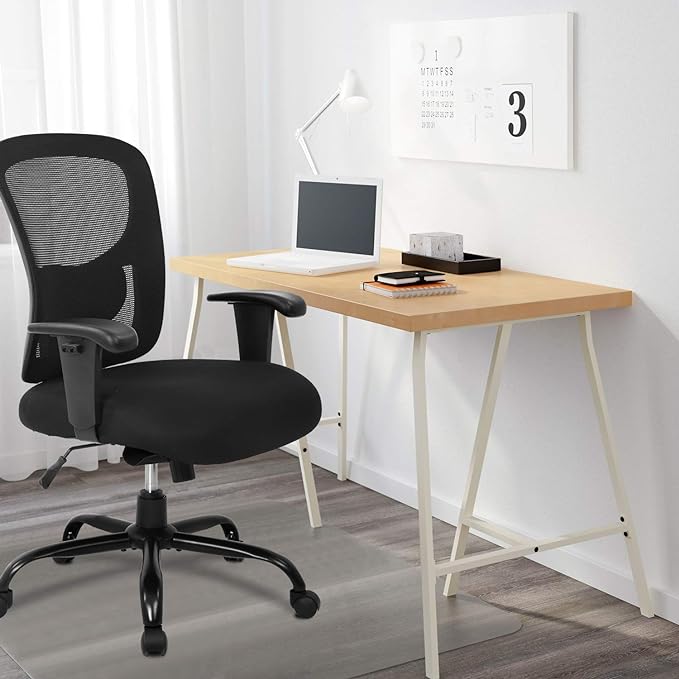 BestOffice Big and Tall Office Chair 500lbs Desk Chair Mesh Computer Chair with Lumbar Support Wide Seat High Back Task Executive Ergonomic Chair for Home Office (Black) - LeafyLoom