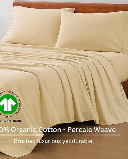 LANE LINEN Twin Size Bed Sheets, 100% Organic Cotton Twin Sheet Set, 3Pc Sheets for Twin Bed, Soft Cooling Twin Bed Sheets Boys, Hotel Style Sheets & Pillowcases Set, Deep Pocket Sheets - Linen - LeafyLoom
