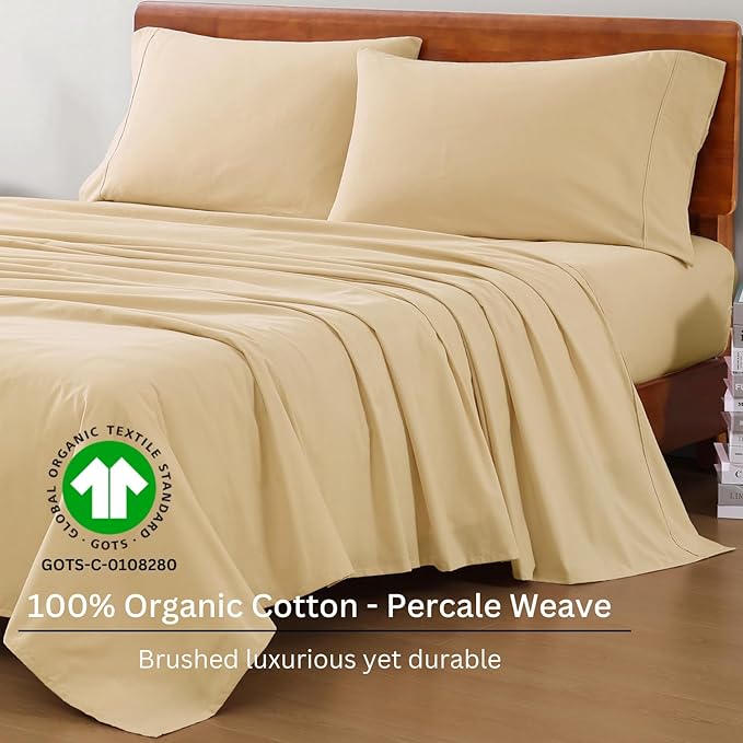LANE LINEN Twin Size Bed Sheets, 100% Organic Cotton Twin Sheet Set, 3Pc Sheets for Twin Bed, Soft Cooling Twin Bed Sheets Boys, Hotel Style Sheets & Pillowcases Set, Deep Pocket Sheets - Linen - LeafyLoom