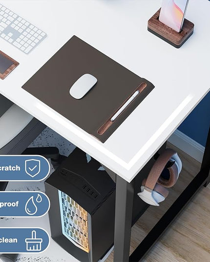 32 Inch Small Office Desk Modern Simple Style Writing Study Work Computer Table for Home Bedroom, White - LeafyLoom
