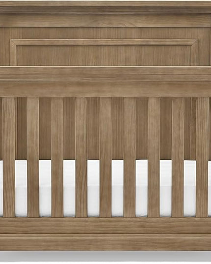 Delta Children Simmons Kids Paloma 4-in-1 Convertible Crib, Greenguard Gold Certified, Aged Oak - LeafyLoom