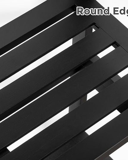 4-Tier Bamboo Bookshelf Ladder Shelf Book Shelf Bookcase Freestanding Storage Rack Plant Stand for Bedroom, Living Room, Bathroom, Small Space, Color Black - LeafyLoom