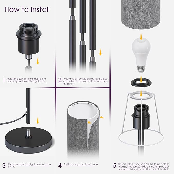 Floor Lamps for Living Room, Modern Floor Lamp with RGB LEDs Bulb,Dimmable Floor Lamp with App Control & Remote Control,Tall Reading Lamp for Bedroom, Living Room, Office,Gray Lampshade - LeafyLoom