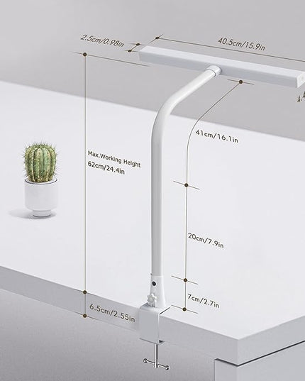 LED Desk Lamp with Clamp, 10W Desk Lamps for Home Office, Eye-caring Computer Monitor Light, 3 Color Modes, Dimmable & Touch Control, Architect Desk Light for Drawing,Workbench-1000LM,White - LeafyLoom
