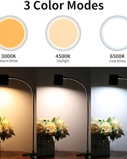 Dott Arts Desk Lamp,USB Clip On Light with 3 Color Modes,LED 10 Levels Brightness Reading Lamp, 360° Gooseneck Book Light,Eye-Care Reading Light for Home Office,Headboards Brown - LeafyLoom