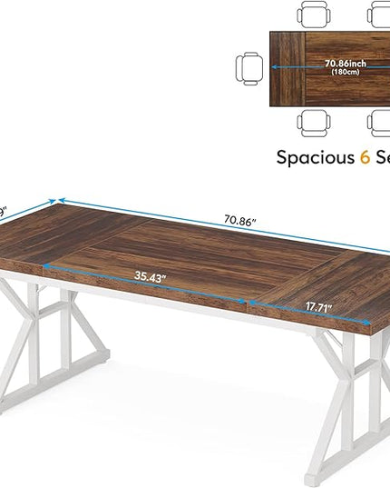 70.8-Inch Large Executive Desk, Modern Computer Office Desk, Wooden Writing Desk Study Table for Home Office - LeafyLoom