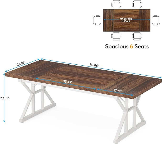 70.8-Inch Large Executive Desk, Modern Computer Office Desk, Wooden Writing Desk Study Table for Home Office - LeafyLoom
