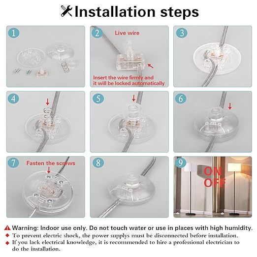 1Pcs Floor Lamp Foot Switch, Clear Foot Pedal Switch, Round Floor Lamps Foot Inline Switch, Step ON Off Spring Push Button, for Foot Pedal Control Replacement Floor Lamp Extension Cord Parts - LeafyLoom