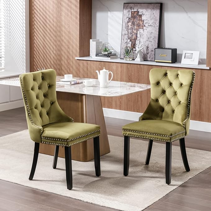 NicBex Haerin-SD-00101-LWJ Dining Chairs, 25.5"x19.7"x37.4", Olive Green - LeafyLoom