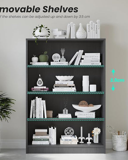 Farini 4 Shelf boockase Display Bookcase Freestanding Wooden Bookshelves for Home Office Living Room,48 Inch Height,Grey - LeafyLoom