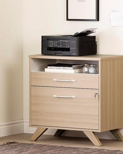 South Shore Helsy 2-Drawer File Cabinet, Lateral, Soft Elm and White - LeafyLoom