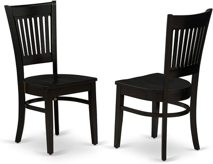 East West Furniture ANVA3-BLK-W 3 Piece Kitchen Table Set for Small Spaces Contains a Round Dining Room Table with Pedestal and 2 Dining Chairs, 36x36 Inch, Black - LeafyLoom