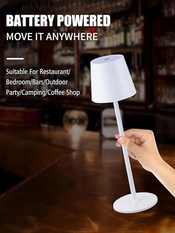 BGFHome Cordless Table Lamp LED Desk Lamp,5000mAh Rechargeable Touch Night Light Lamp,Wireless Minimalist Design for Restaurant/Bedroom/Bars/Outdoor Party/Camping/Coffee Shop(White) - LeafyLoom