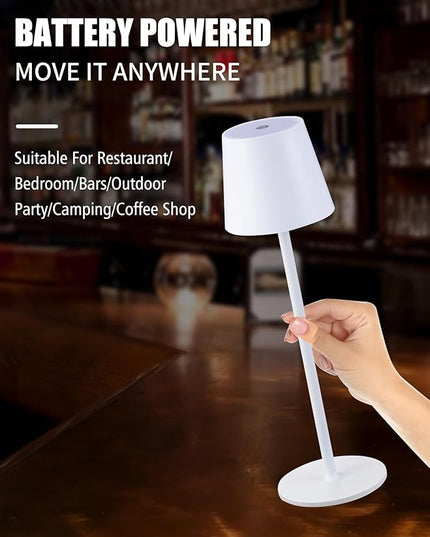 BGFHome 2Pack Cordless Table Lamp LED Desk Lamp,5000mAh Rechargeable Touch Night Light Wireless Minimalist Design for Couple Dinner/Restaurant/Bedroom/Bars/Outdoor Party/Camping/Coffee Shop（White - LeafyLoom