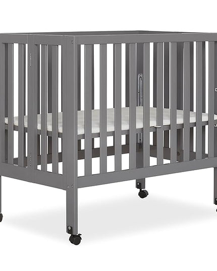Jett Non-Full Size Folding Convertible Crib, Lightweight Portable Crib, Three Adjustable Mattress Height Settings, Easy to Fold Travel Crib, 1.5” Mattress Pad Included - LeafyLoom
